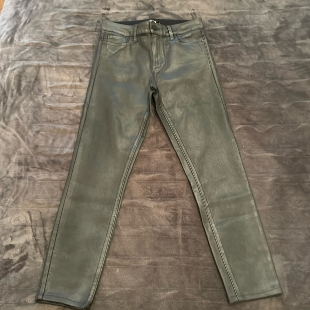 Paige Hoxton Ultra Skinny Coated Pearlized Stone Slate Gray Jeans 28 Anthro